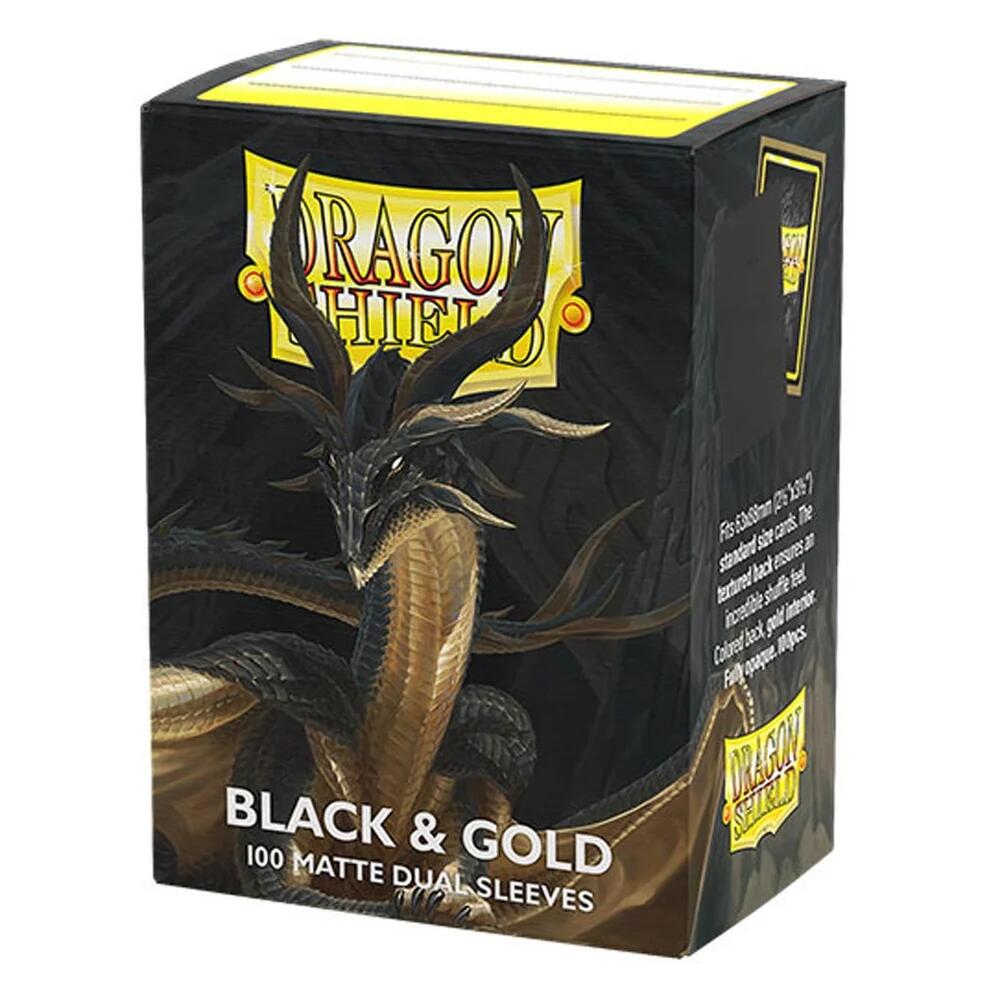 Card Sleeves: Dragon Shield Standard DUAL- Matte Black & Gold (100 ct.)